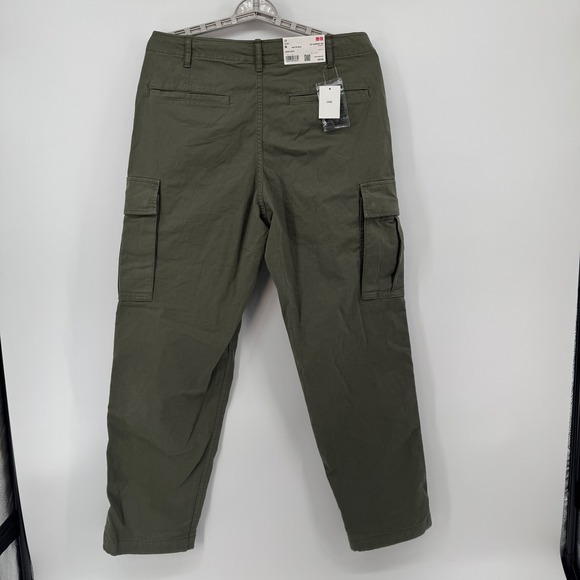 UNIQLO Men's Olive Cargo Pants Size M Cotton Spandex Drawstring Waist - Picture 13 of 13